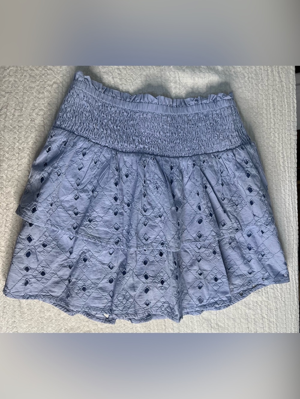 abercrombie kids Light Blue Eyelet Smocked Skater Skirt